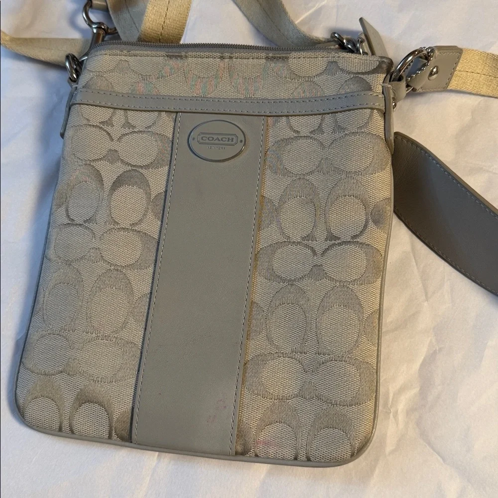 Coach Gray and Tan Crossbody Bag